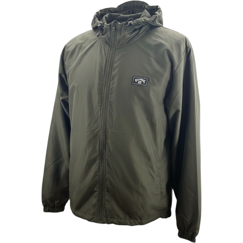 Billabong Mens Indie Windbreaker Jacket‎ Olive Green Hooded Mesh Lined Large NEW